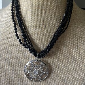 Elegant Black and Silver Pendant Necklace